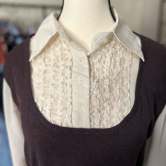 George Brown and Cream Vintage Silk Blouse - Picture 3 of 6